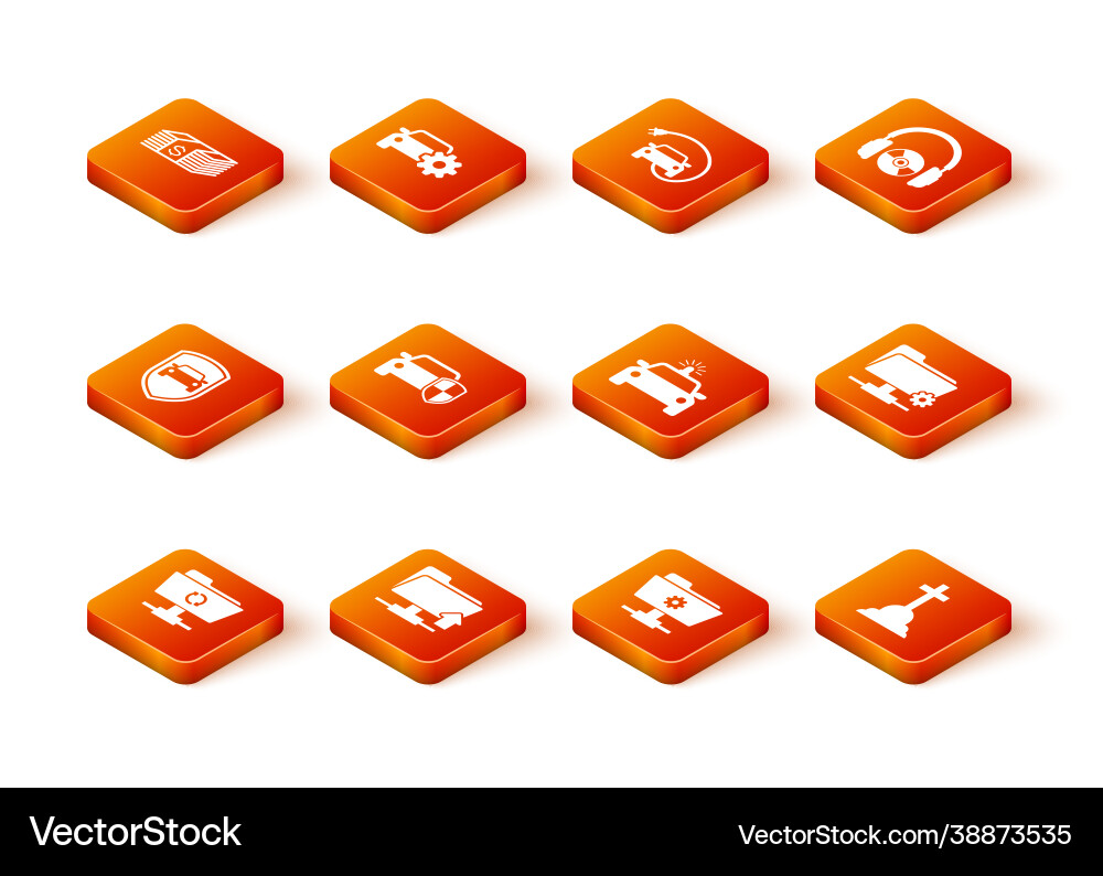 Set ftp sync refresh folder upload car Set ftp sync refresh folder upload car vector image