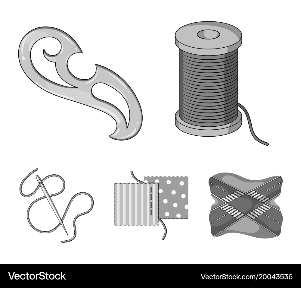 A spool with threads needle curl seam Vector Image