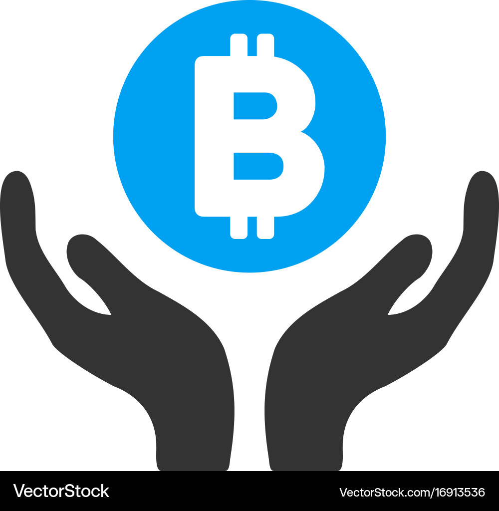 Bitcoin support hands flat icon – Royalty-Free Vector | VectorStock