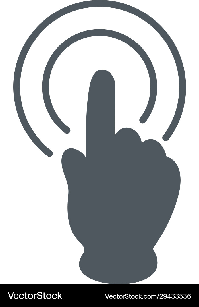 Cursor tap hand gesture click icon with circles vector image