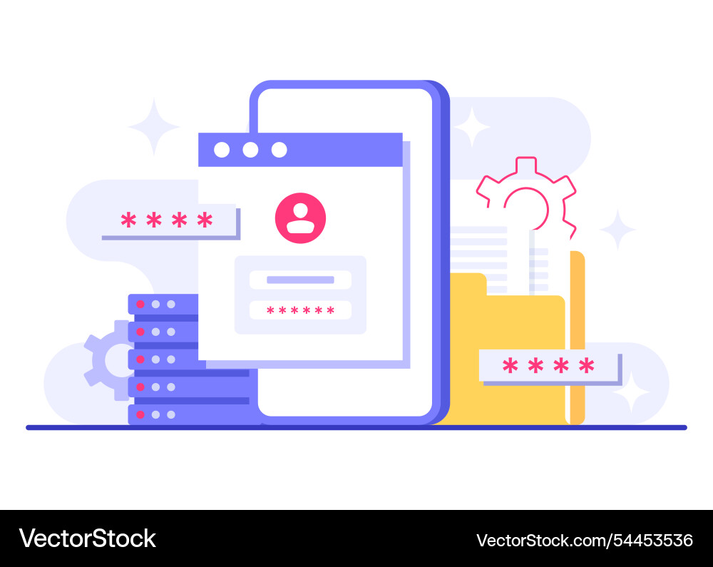 Database protection cyber security data center Database protection cyber security data center vector image