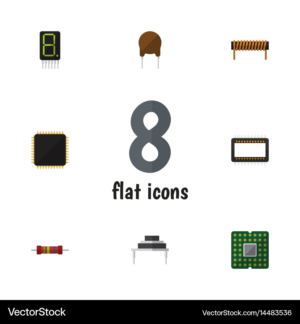 Flat device set of triode destination mainframe vector image