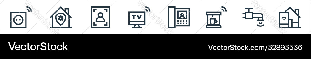 Flat smarthome line icons linear set quality Flat smarthome line icons linear set quality vector image