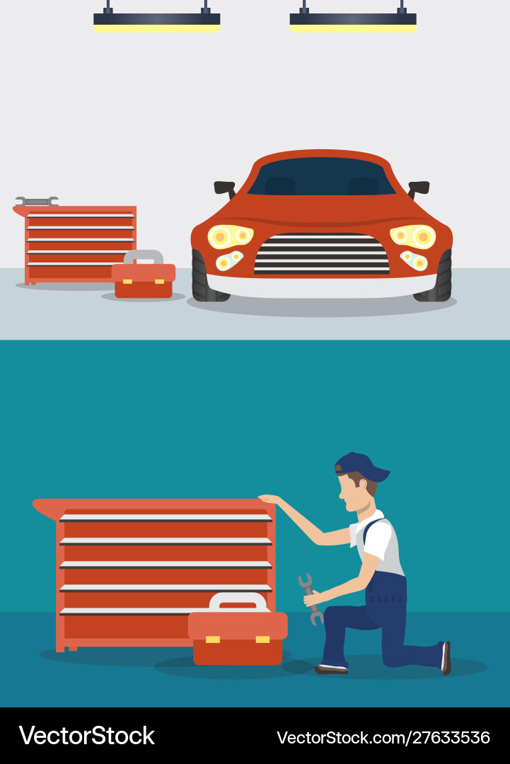 Man mechanic working in mechanical workshop Vector Image