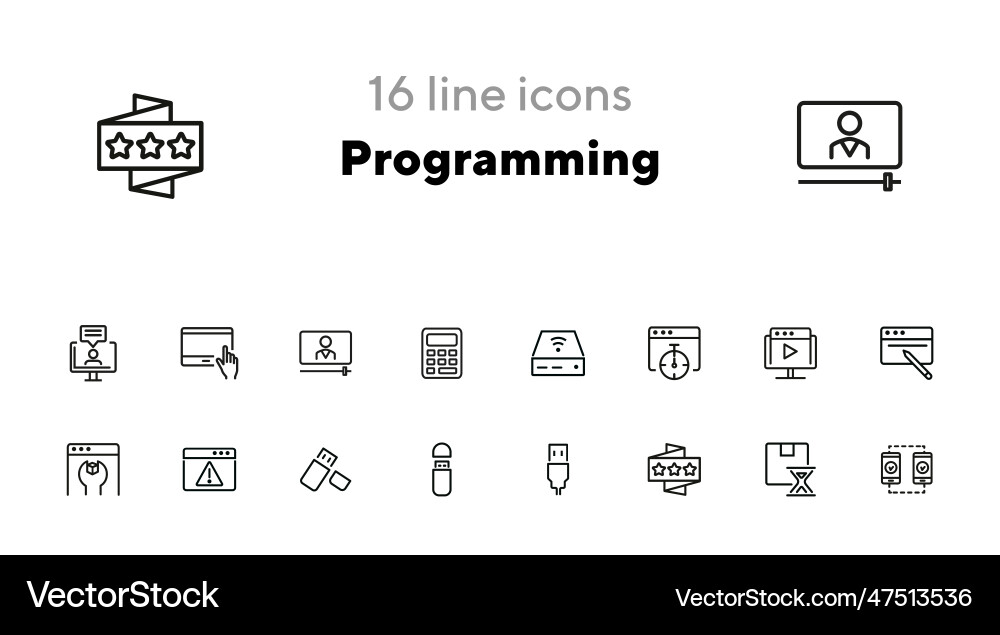 Programming line icon set Programming line icon set vector image