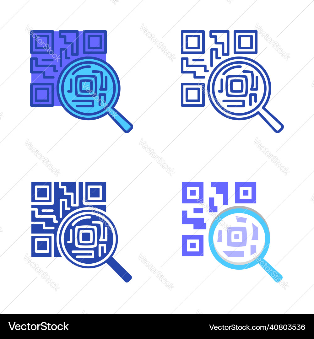 Qr-Code-Verifikationssymbol in flacher und Linie gesetzt Qr-Code-Verifikationssymbol in flacher und Linie gesetzt vektorbild