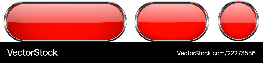 Red glass buttons with chrome frame 3d icons vector image