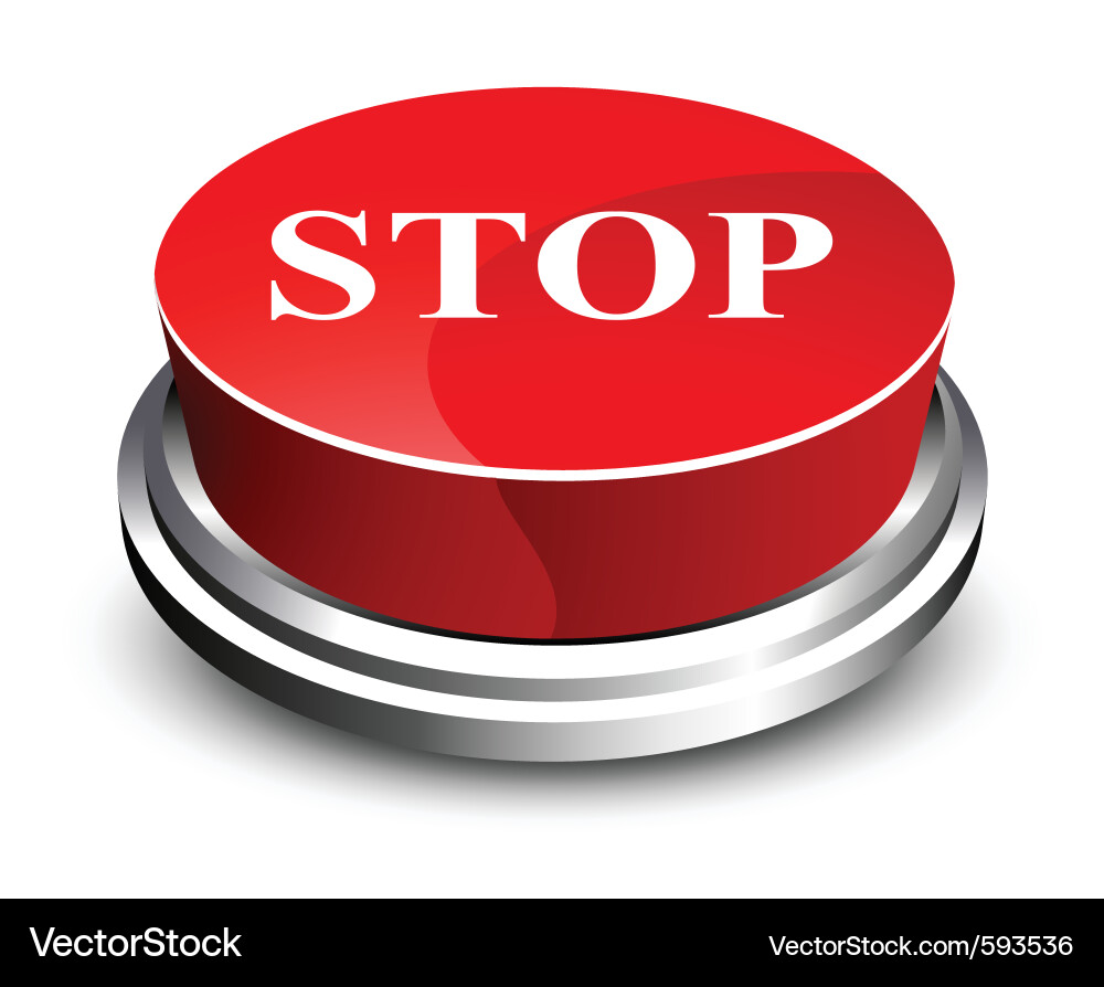 Red Stop Button - 3D Render Vector Image
