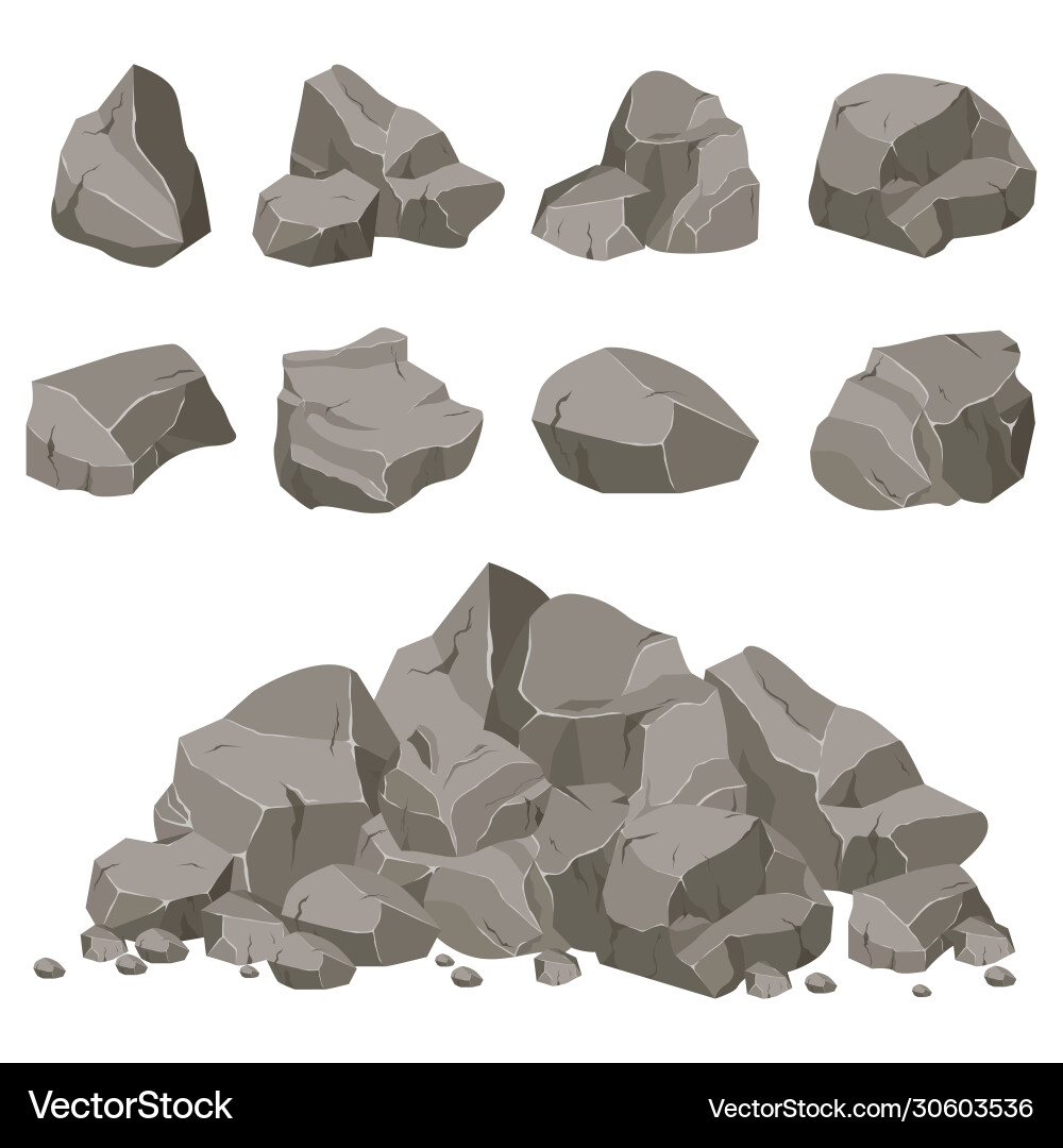 Rock stone set cartoon vector image