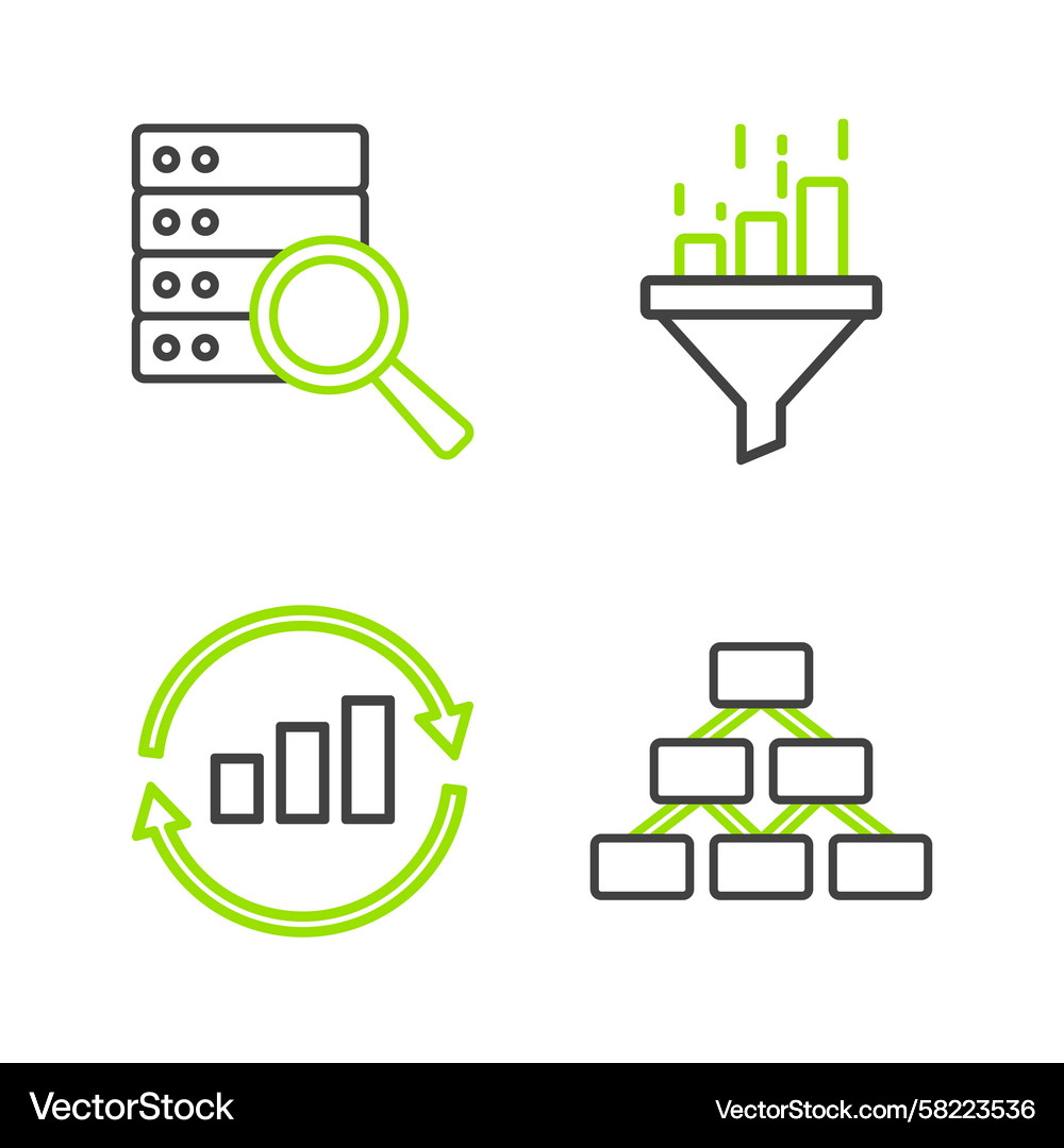 Set line hierarchy organogram graph chart Vector Image