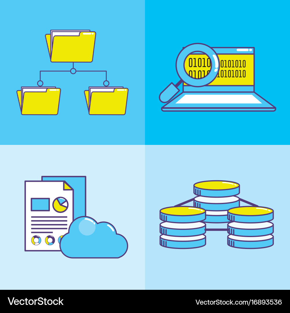 Set technology data center connection Vector Image