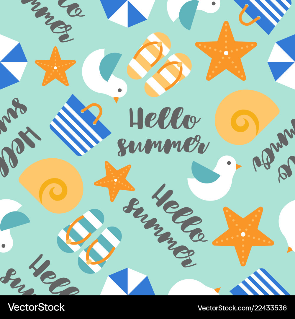 Summer theme seamless pattern with hello vector image