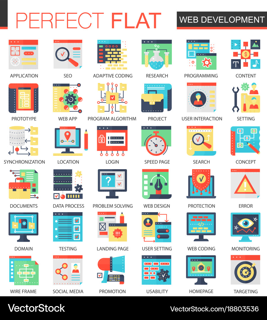 Web development complex flat icon concept vector image