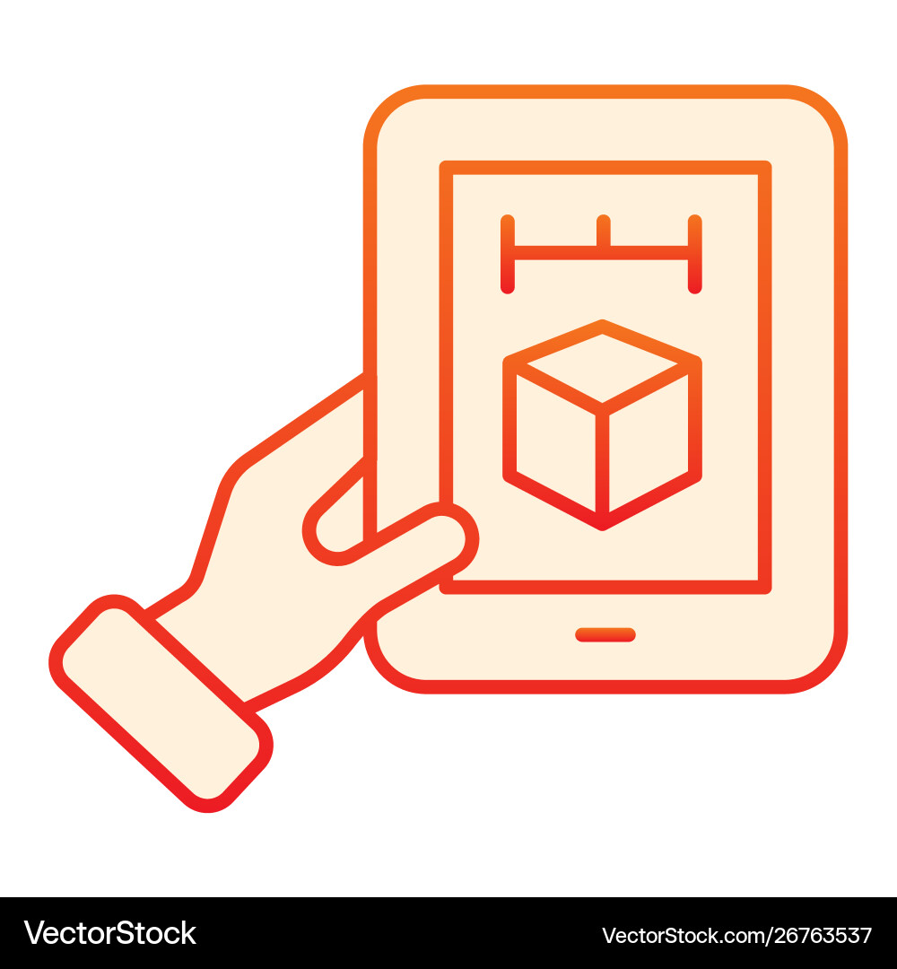 3d cube on tablet flat icon modeling vector image