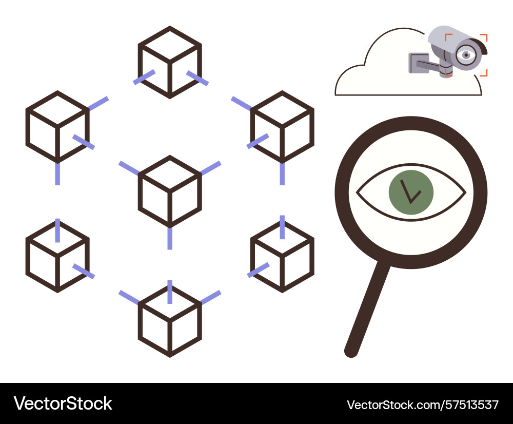 Blockchain network with interconnected cubes Blockchain network with interconnected cubes vector image