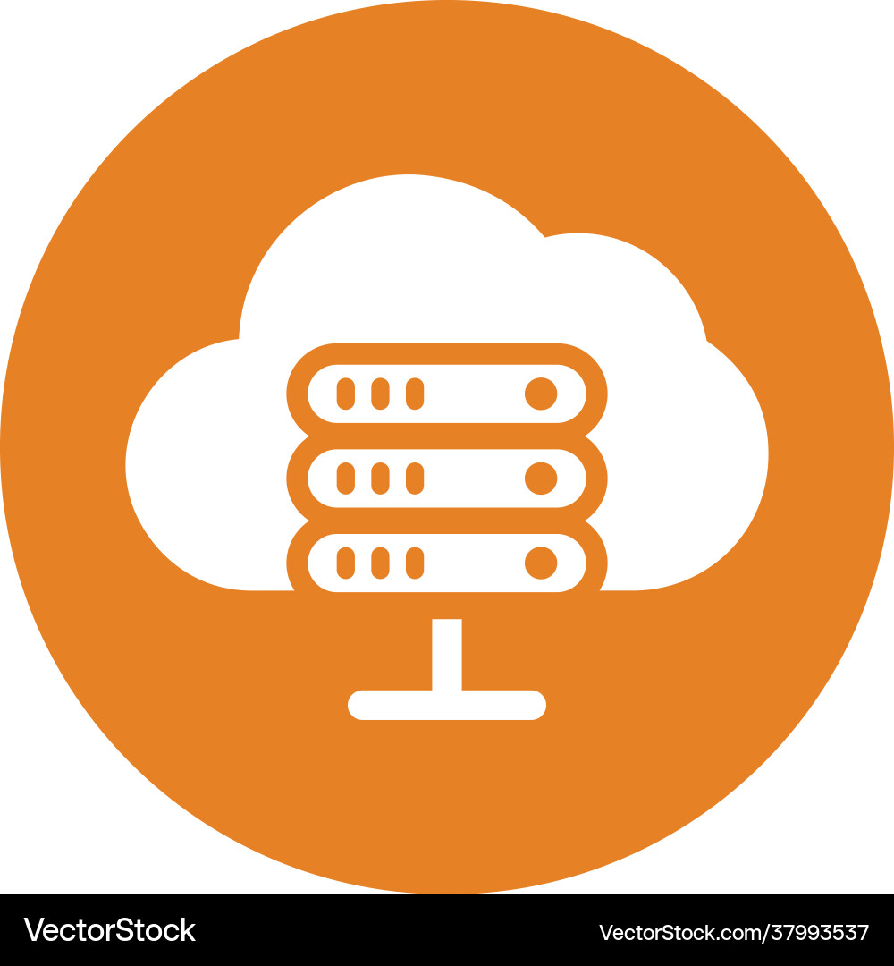 Cloud server web hosting icon rounded orange vector image