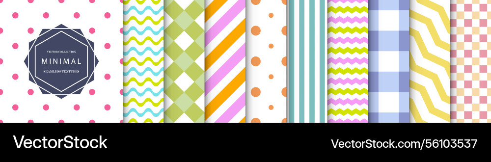 Collection of colorful seamless geometric patterns Vector Image