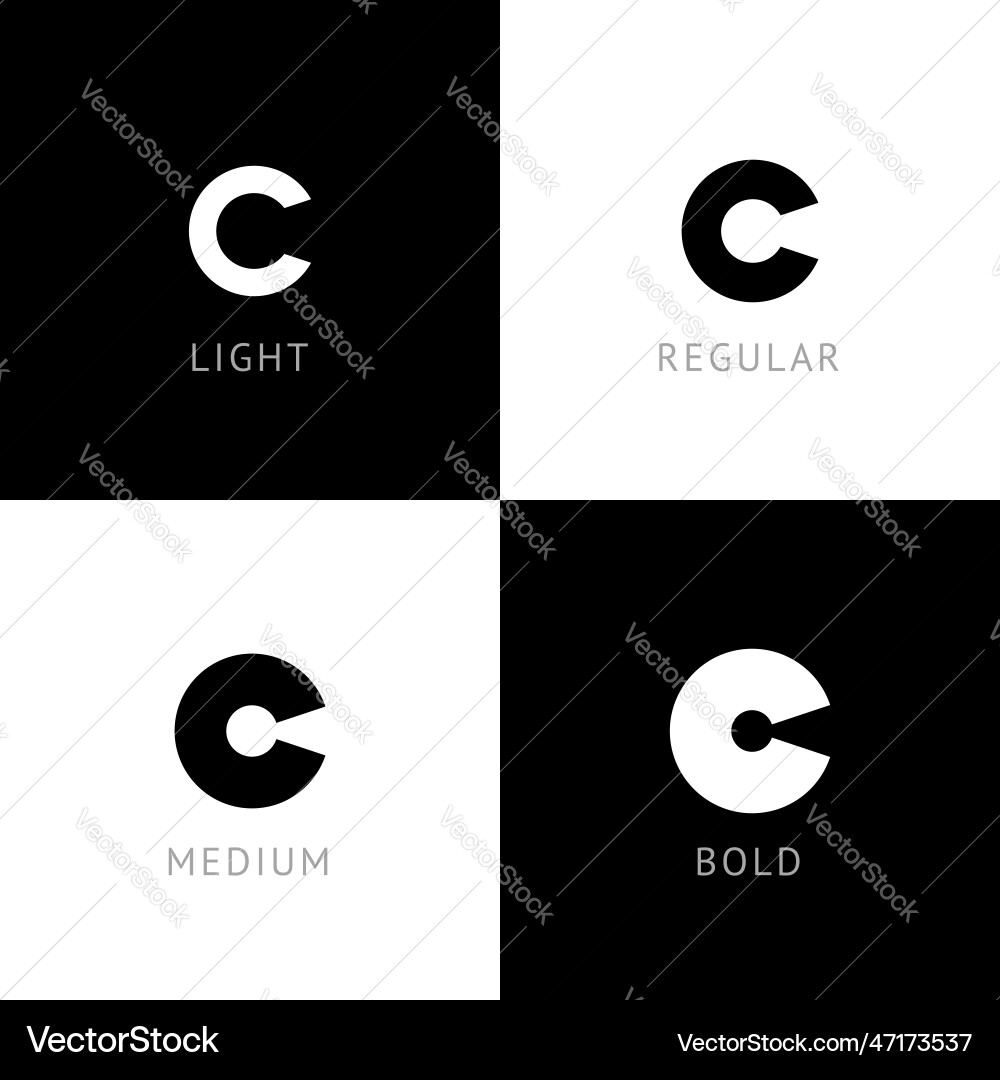 Cyber font rounded digital alphabet set of four Vector Image