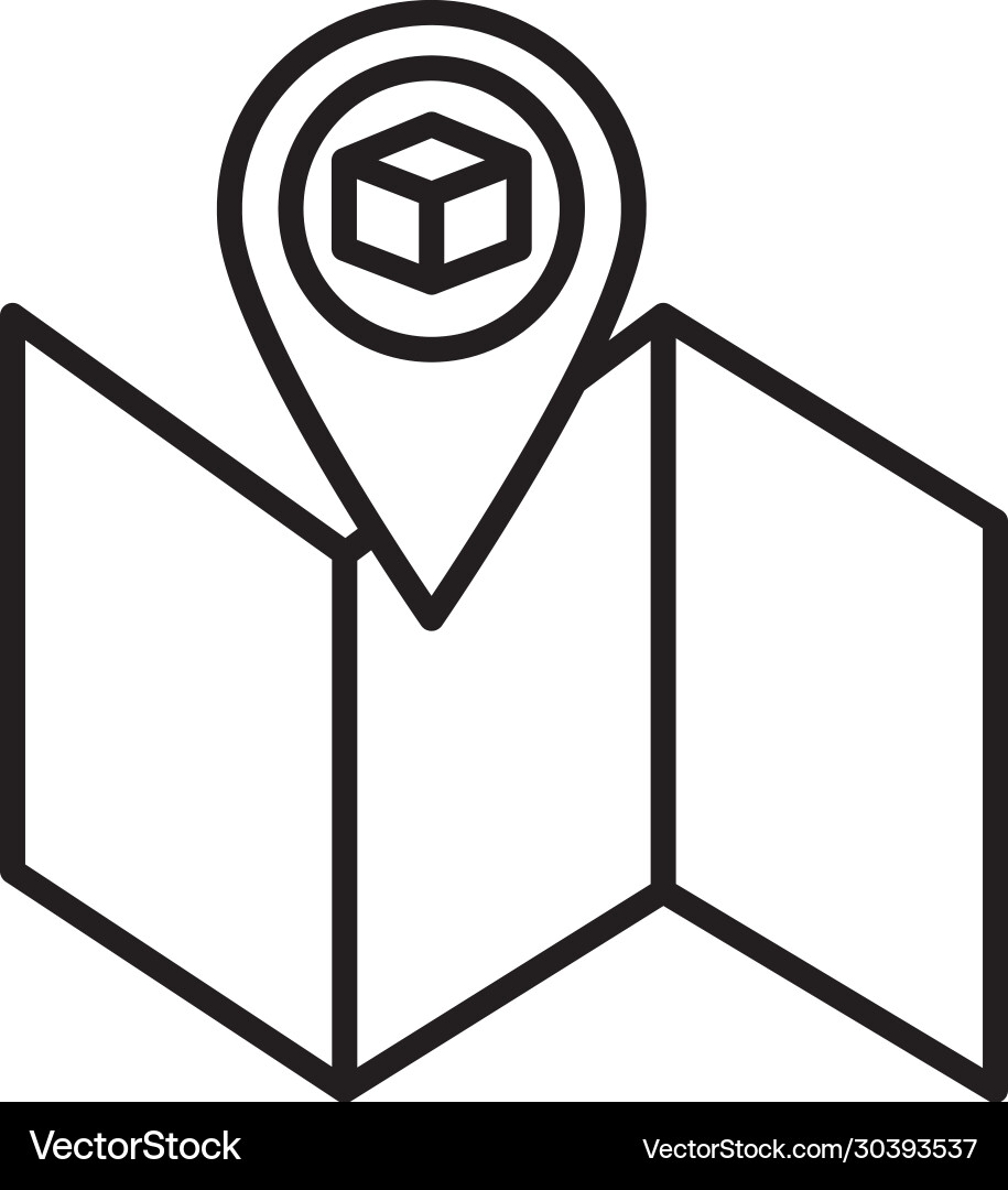 Delivery box inside gps mark and map line style Vector Image