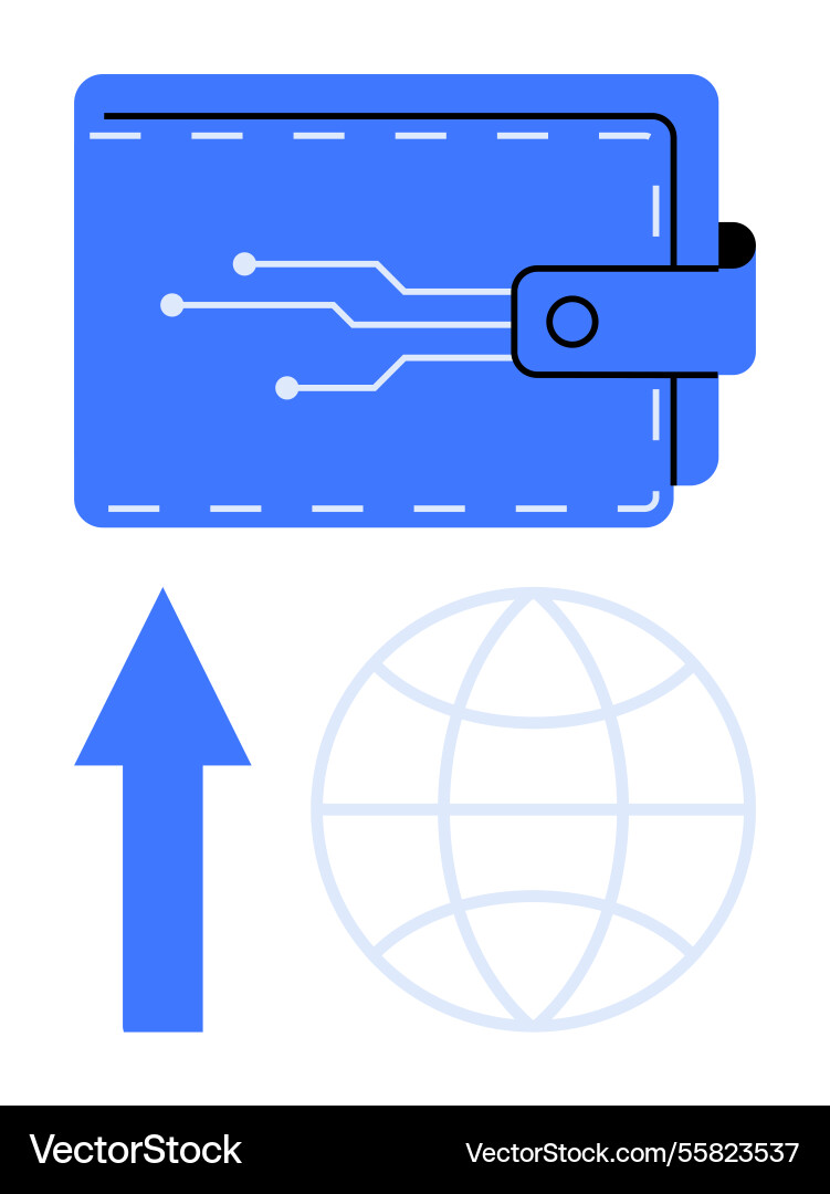 Digital wallet with technology circuits arrow Digital wallet with technology circuits arrow vector image