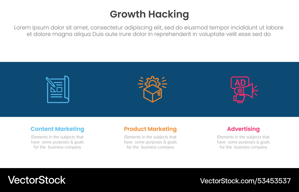 Growth hacking infographic 3 point with icon Growth hacking infographic 3 point with icon vector image