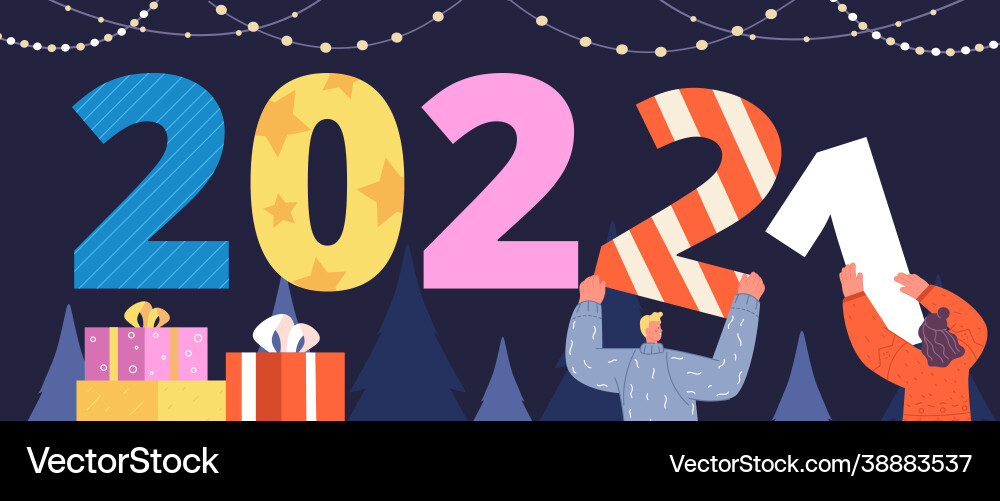 Happy 2022 new year decoration to holiday people Happy 2022 new year decoration to holiday people vector image