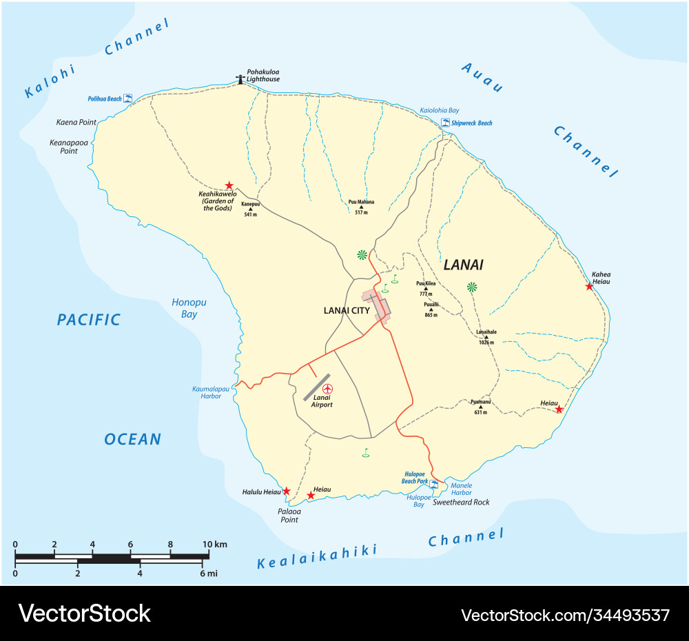 Landkarte lanai Insel in hawaiianischem Archipel Landkarte lanai Insel in hawaiianischem Archipel vektorbild