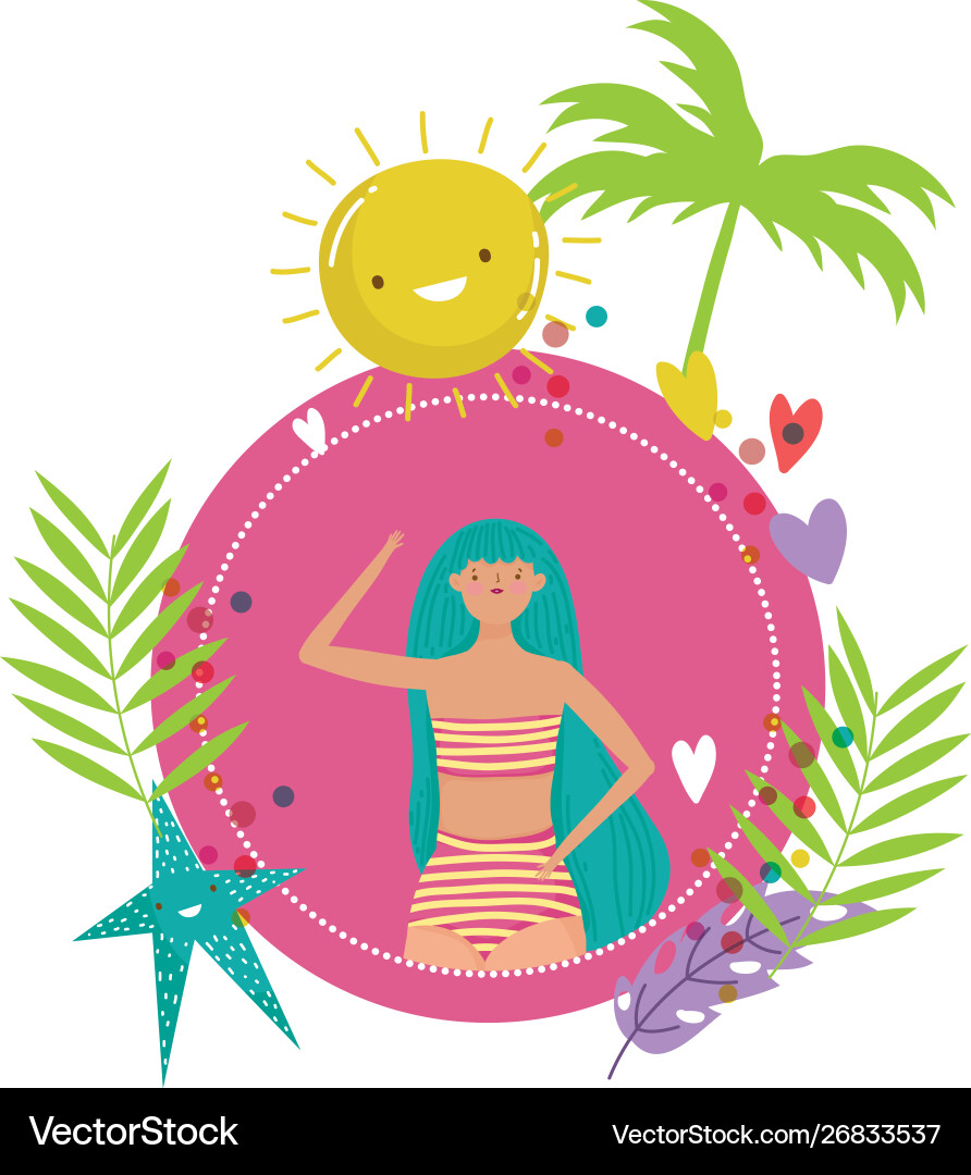 Mädchen mit Sommer Bademode Design Mädchen mit Sommer Bademode Design Vektorbild