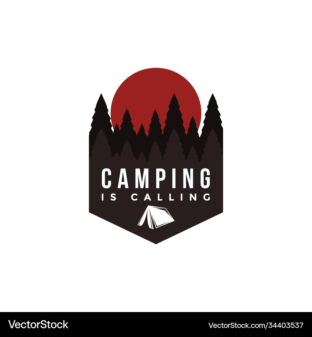 Outdoor adventure camping badge logo vector image