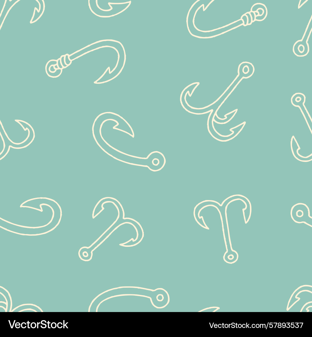 Outline hook seamless pattern background Vector Image