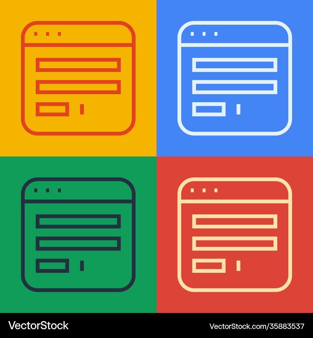 Pop art line browser window icon isolated on color Pop art line browser window icon isolated on color vector image
