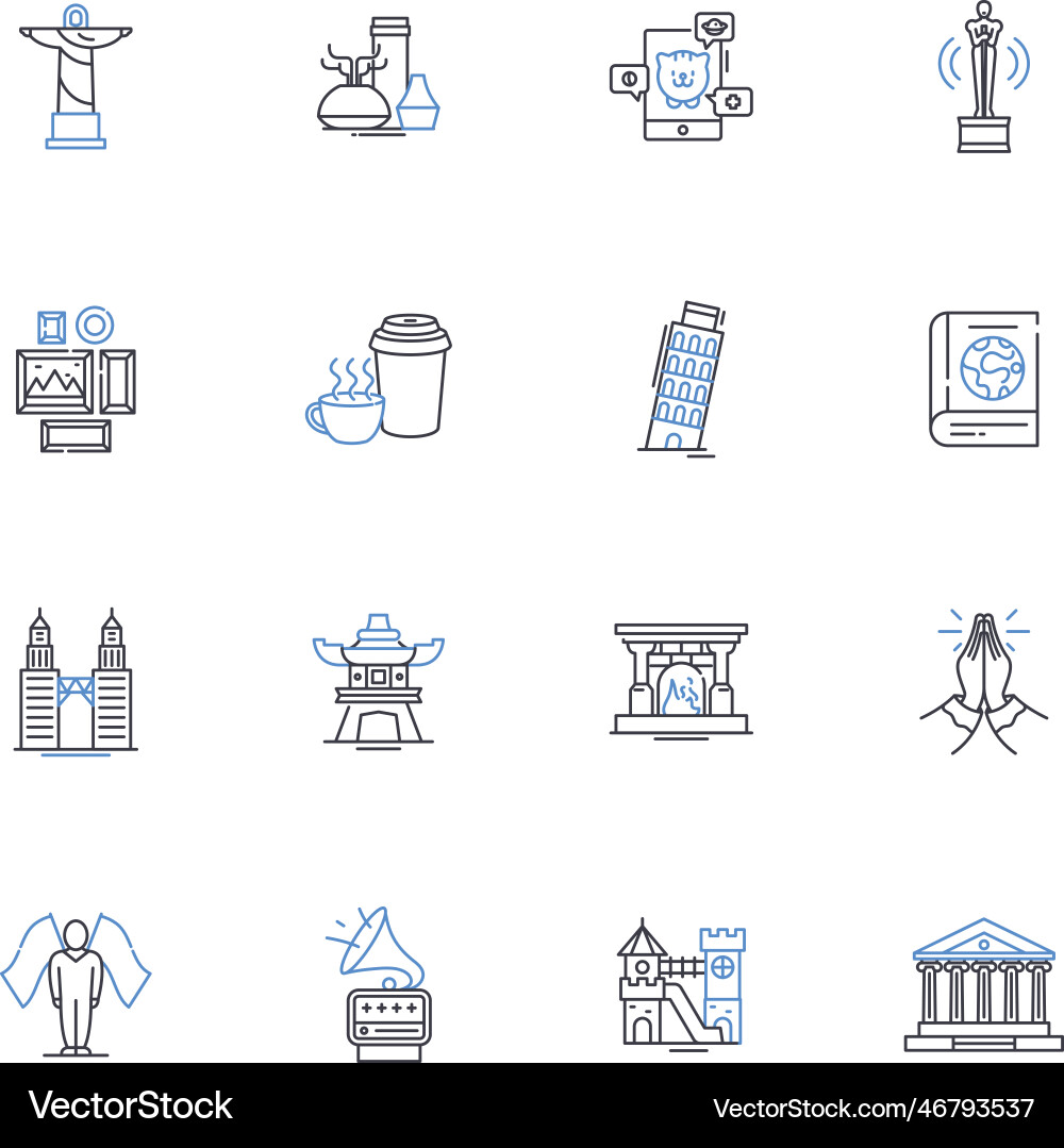 Practices line icons collection methodologies Vector Image
