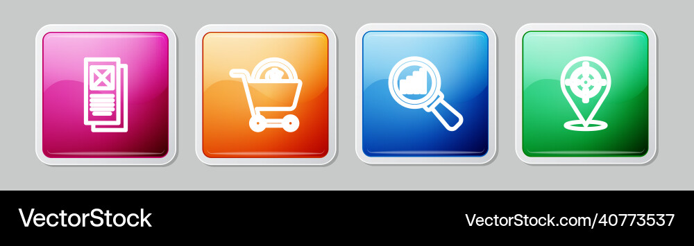 Set line browser window shopping cart and dollar Vector Image