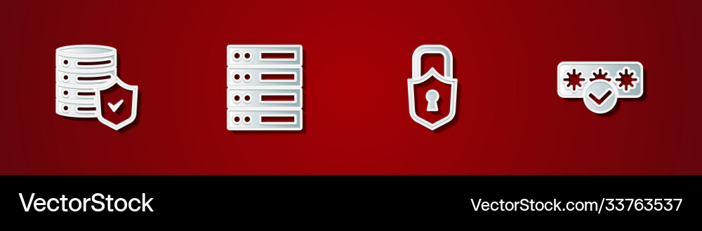 Set server with shield data web hosting Set server with shield data web hosting vector image