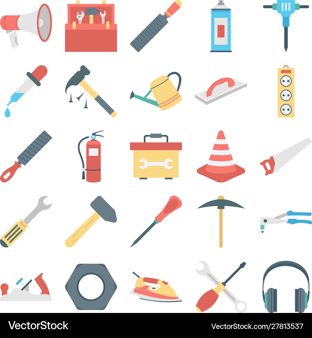 Tools color icons set every single icon ca Tools color icons set every single icon ca vector image