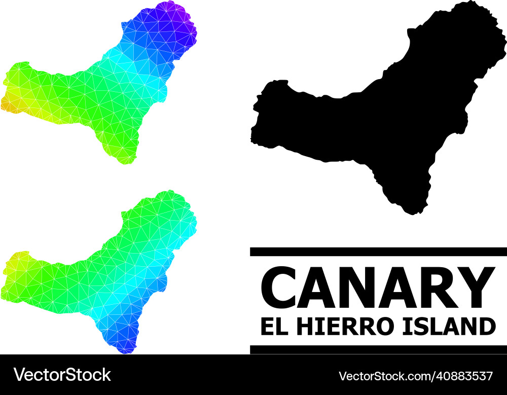 Triangle filled spectral colored map of el hierro Triangle filled spectral colored map of el hierro vector image
