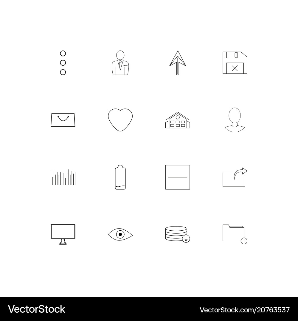 User interface linear thin icons set outlined vector image