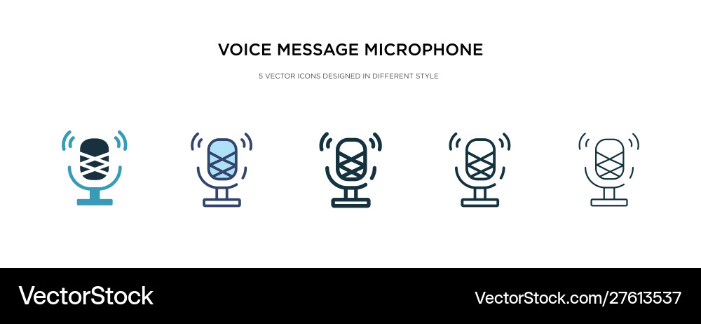 Voice message microphone button icon in different Voice message microphone button icon in different vector image