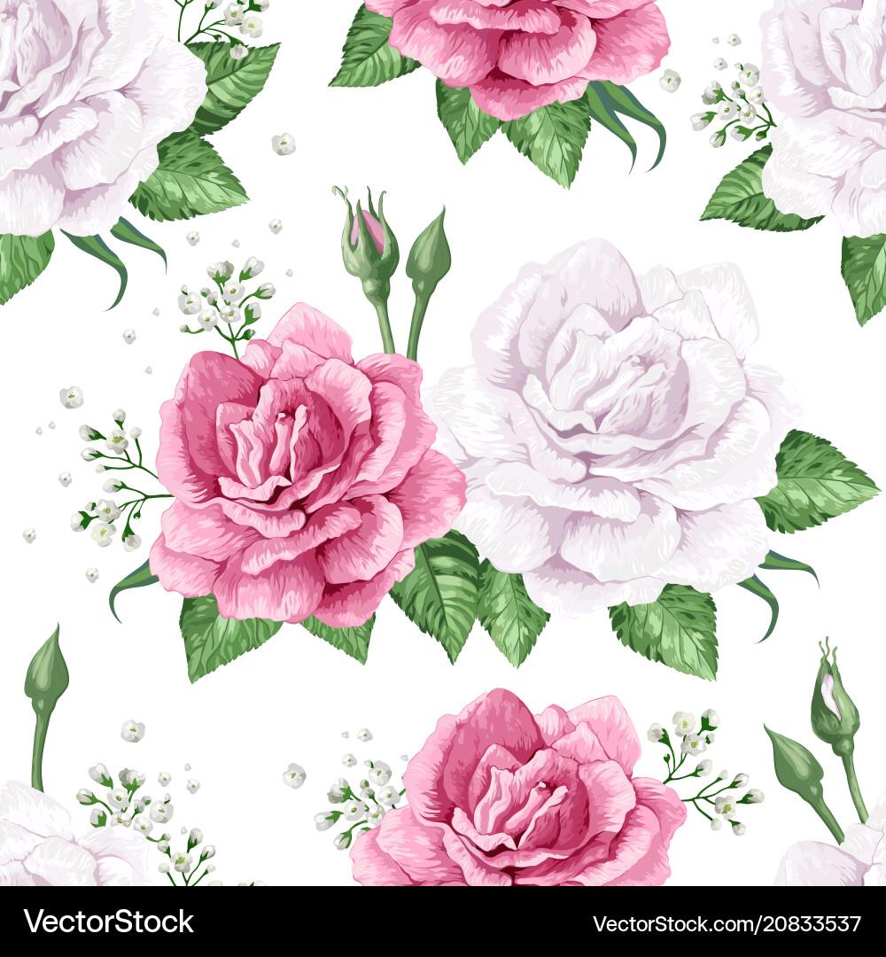 Watercolor Rose Petals and Leaves Vector Image