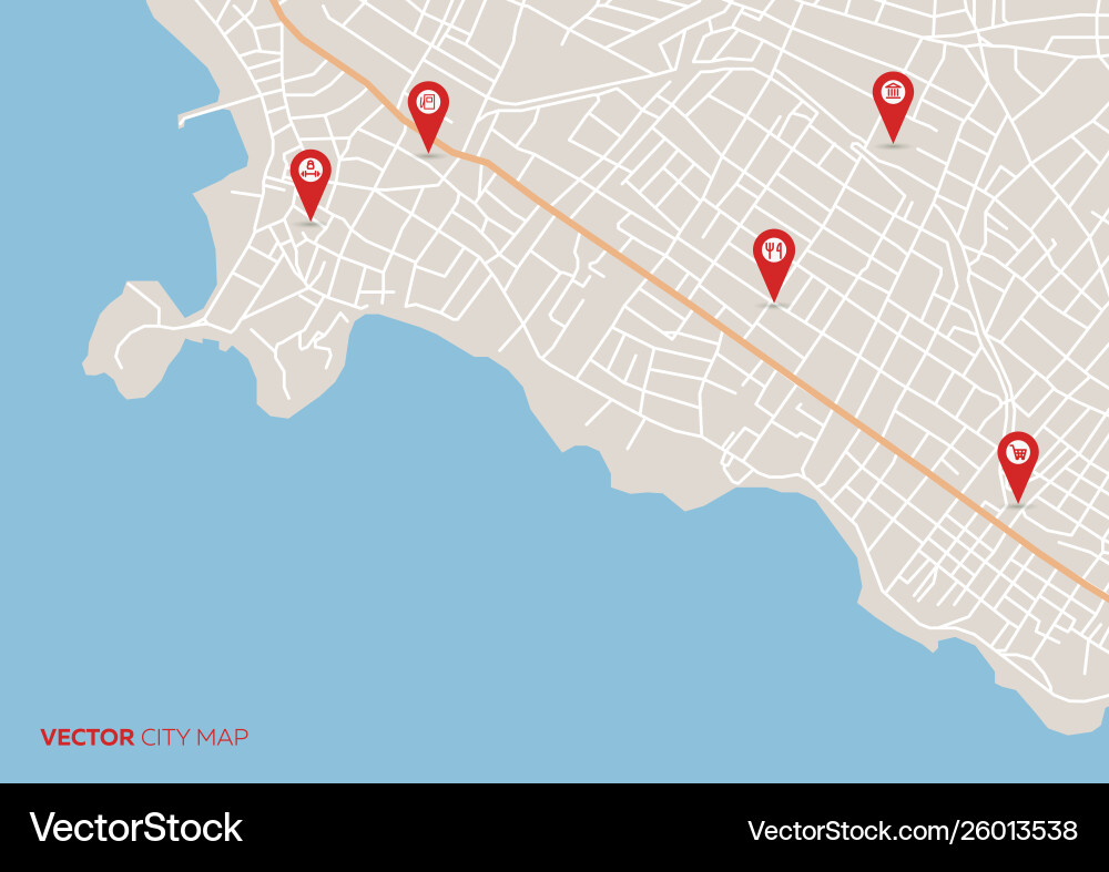 Abstract city map with small pointers vector image