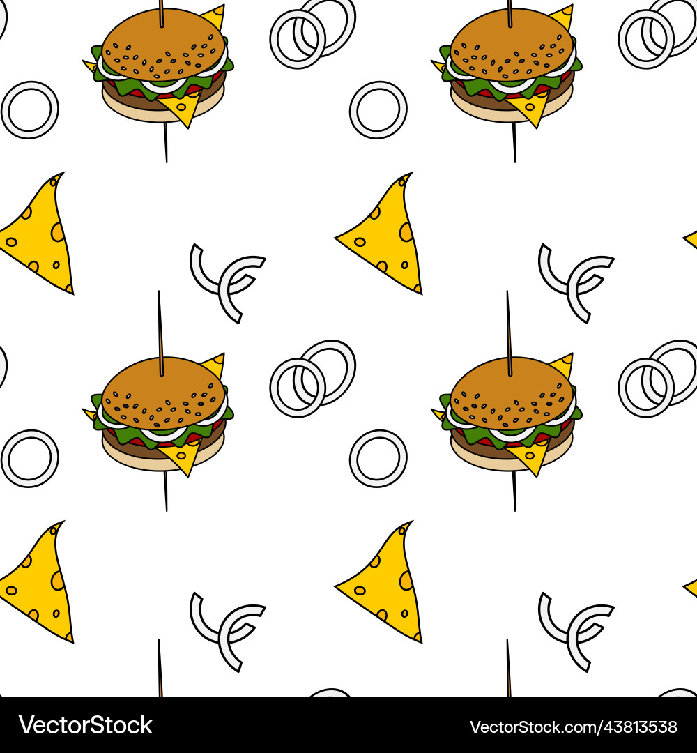 An endless pattern with elements of fast food An endless pattern with elements of fast food vector image