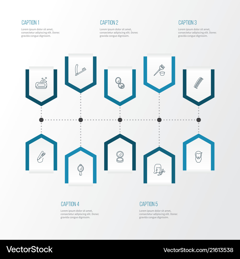 Barbershop icons line style set with face powder Barbershop icons line style set with face powder vector image