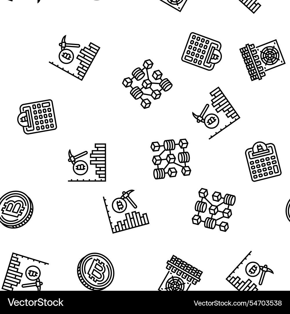 Cryptocurrency mining blockchain seamless pattern Vector Image