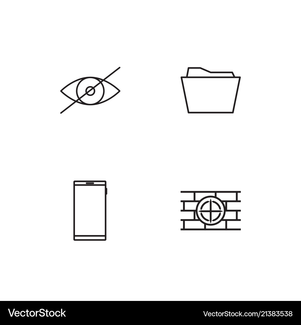 Cyber security linear icons set simple outline vector image