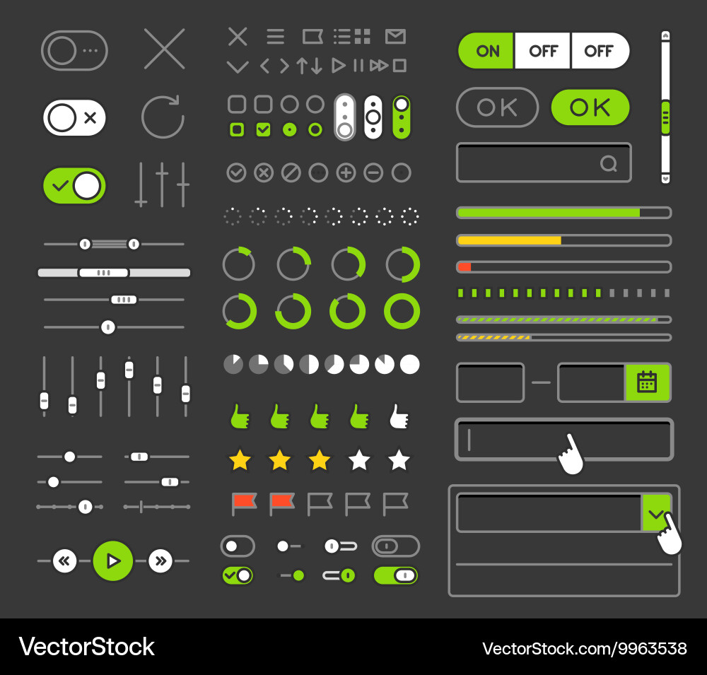 Different style trendy interface elements vector image