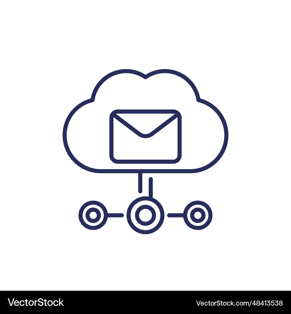 Email automation saas line icon with a cloud vector image