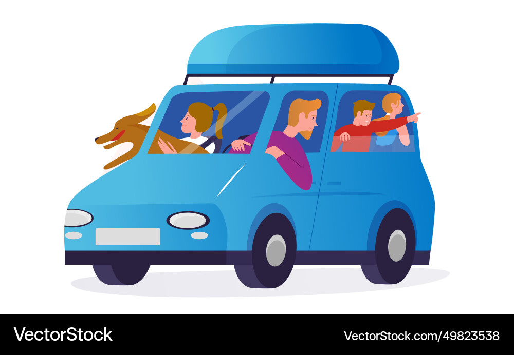 Familienangehörige reisen in Autoreisende Vater Familienangehörige reisen in Autoreisende Vater vektorbild