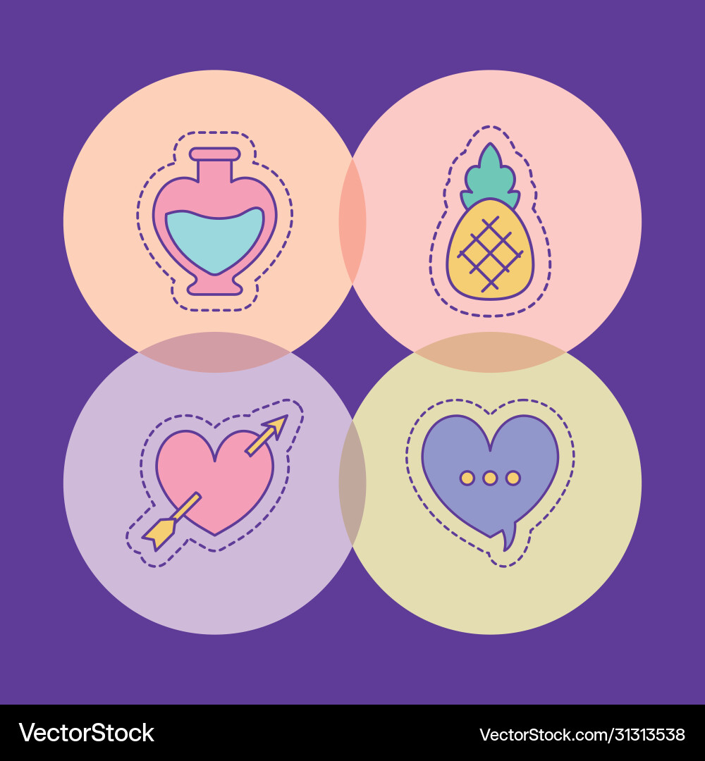 Flask pineapple heart and bubble design Vector Image