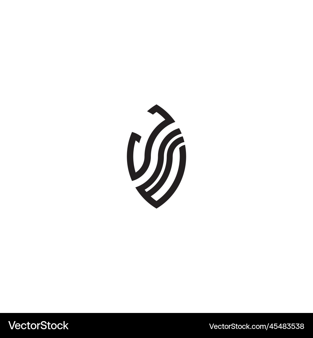 Jw leaf shape line initial concept with high Jw leaf shape line initial concept with high vector image