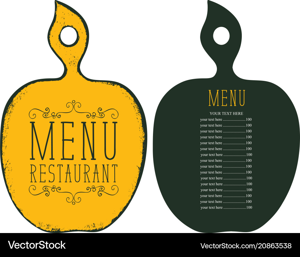 Menu in the form of cutting board with price list Menu in the form of cutting board with price list vector image